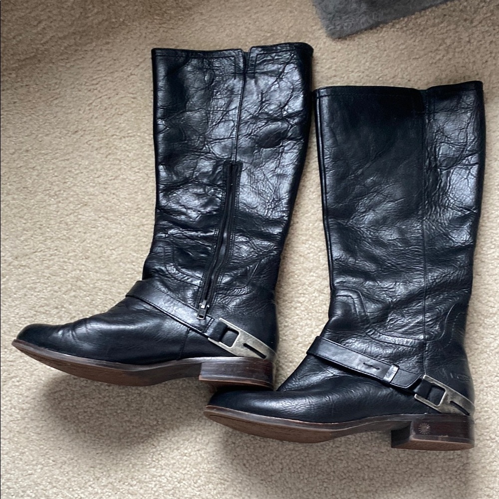 Black UGG women’s Leather Knee-High Boots